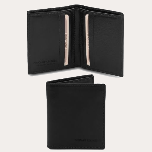 Tuscany Leather 2 Fold Black Leather Wallet