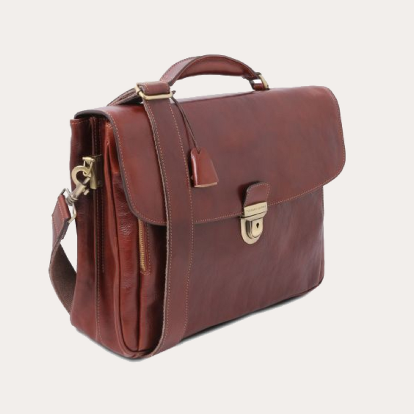 Tuscany Leather Brown Leather Multi Compartment Laptop Briefcase