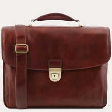 Load image into Gallery viewer, Tuscany Leather Brown Leather Multi Compartment Laptop Briefcase
