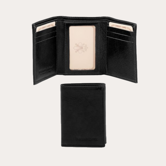 Tuscany Leather Black Trifold Leather Wallet