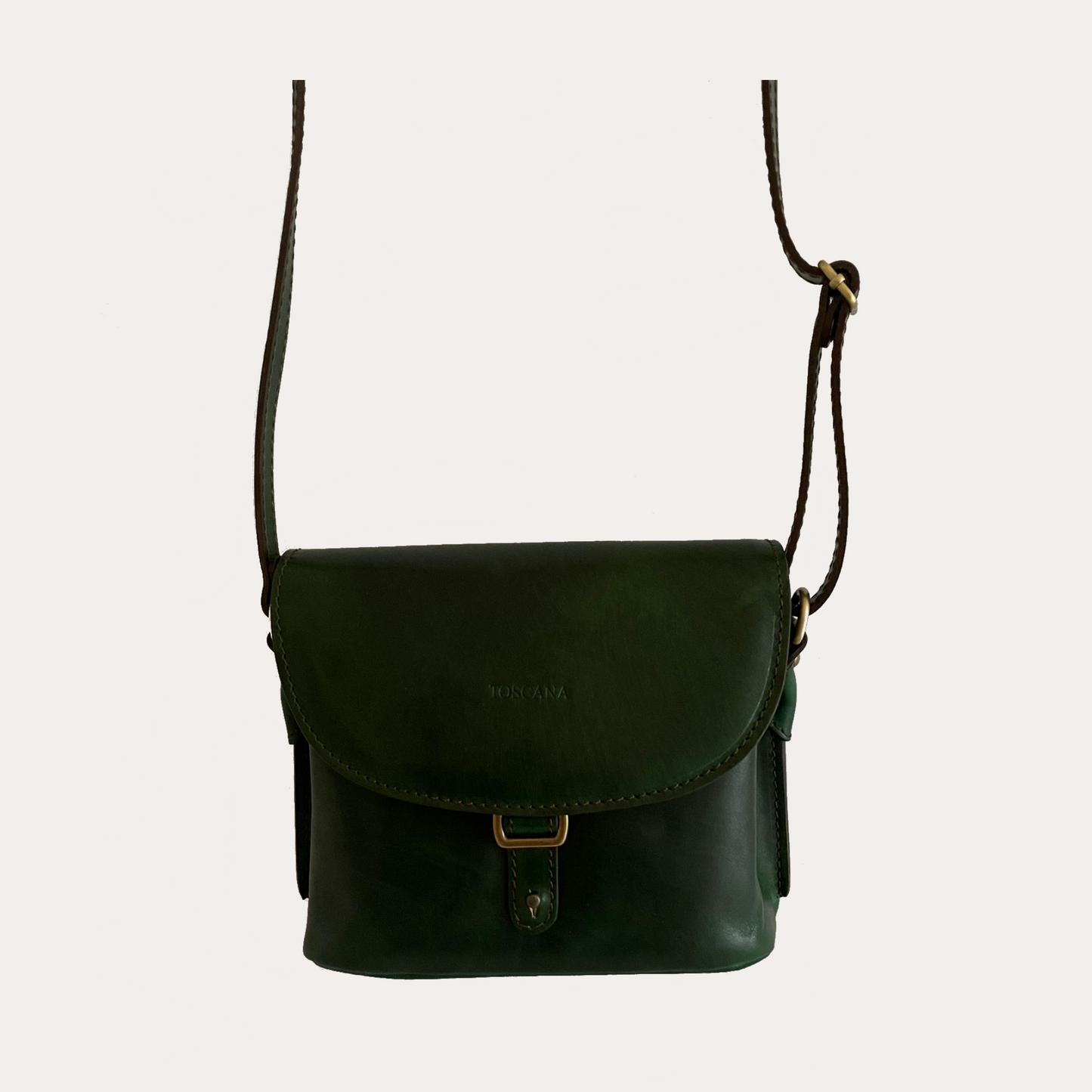 Green Leather Bag with Flap