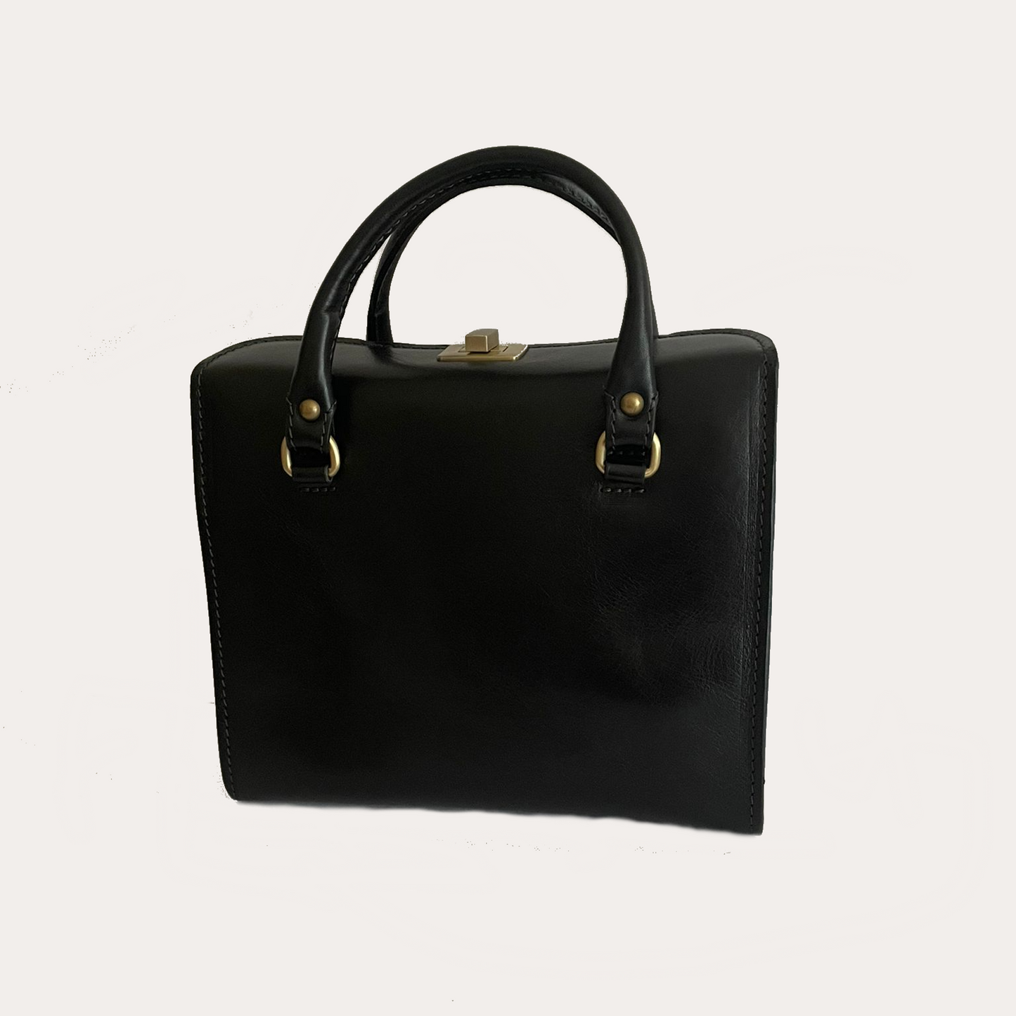 Black Leather Bag with Handles