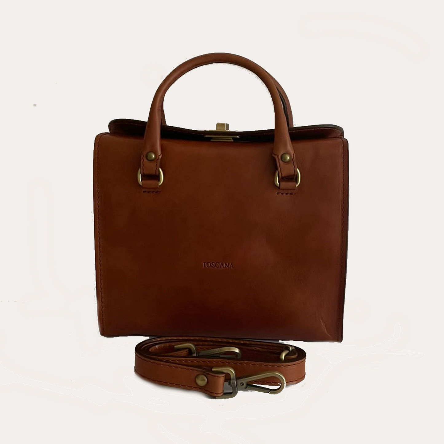Cognac Leather Bag with Handles