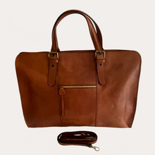 Load image into Gallery viewer, Ladies Cognac Leather Weekend Bag
