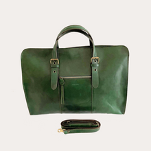 Load image into Gallery viewer, Ladies Green Leather Weekend Bag
