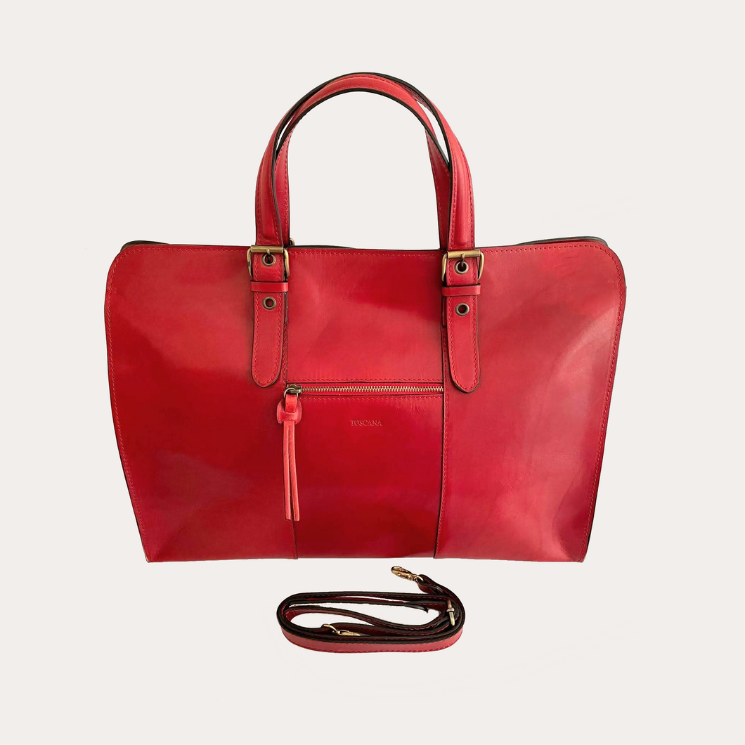 Ladies Red Leather Weekend Bag