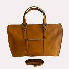 Load image into Gallery viewer, Ladies Yellow Leather Weekend Bag
