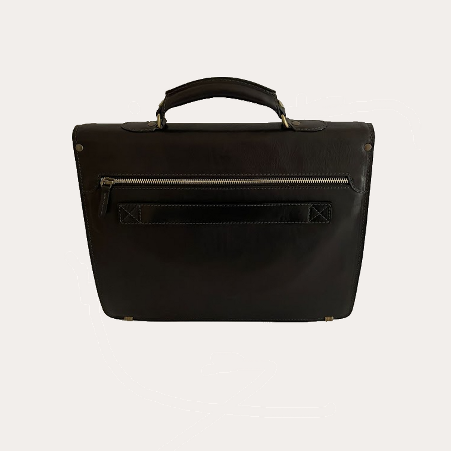 Black Vegetable Tanned Leather Briefcase