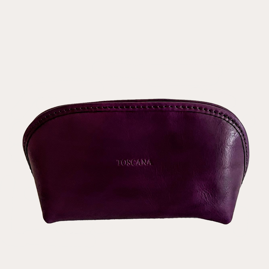Purple Leather Make-up Pouch