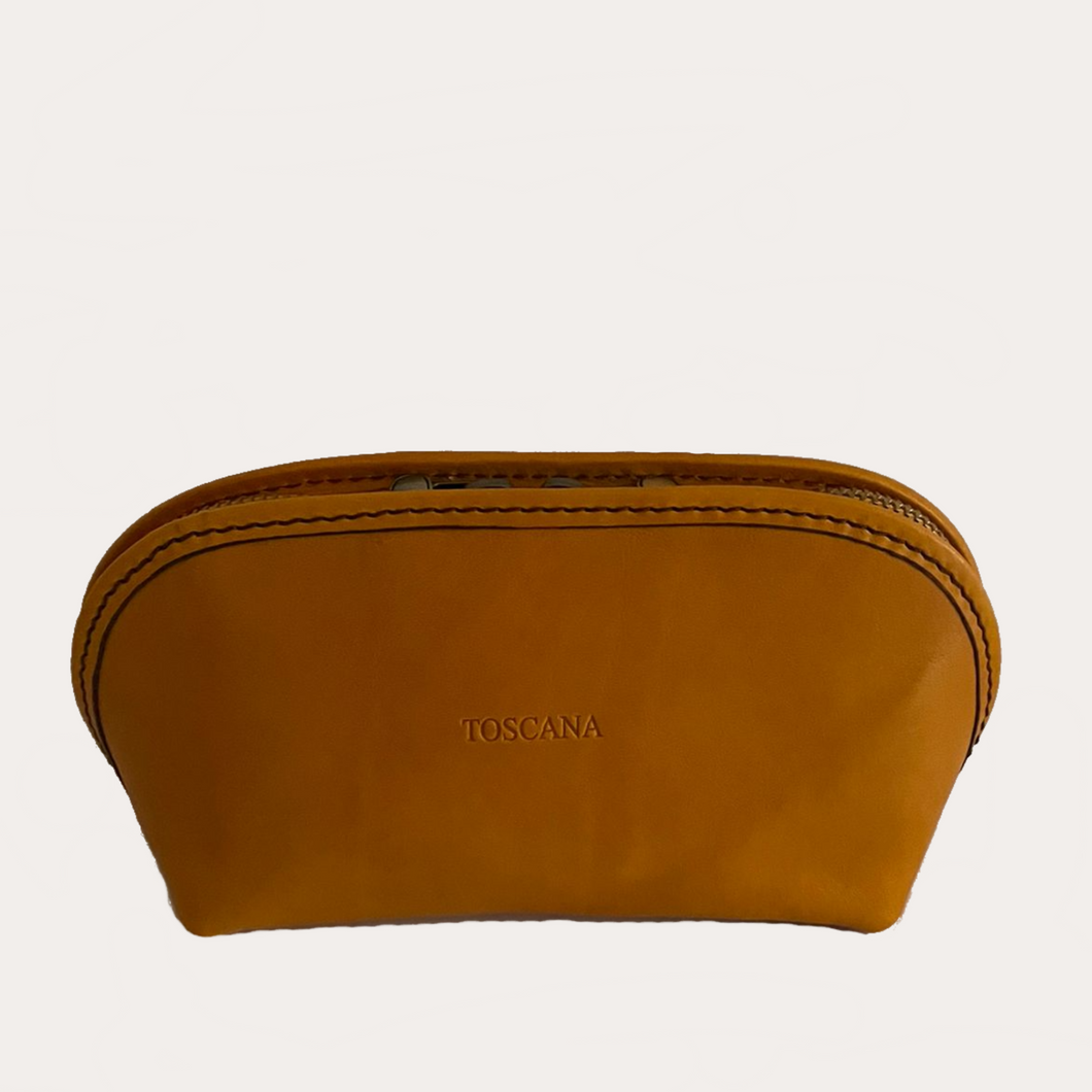 Yellow Leather Make-up Pouch