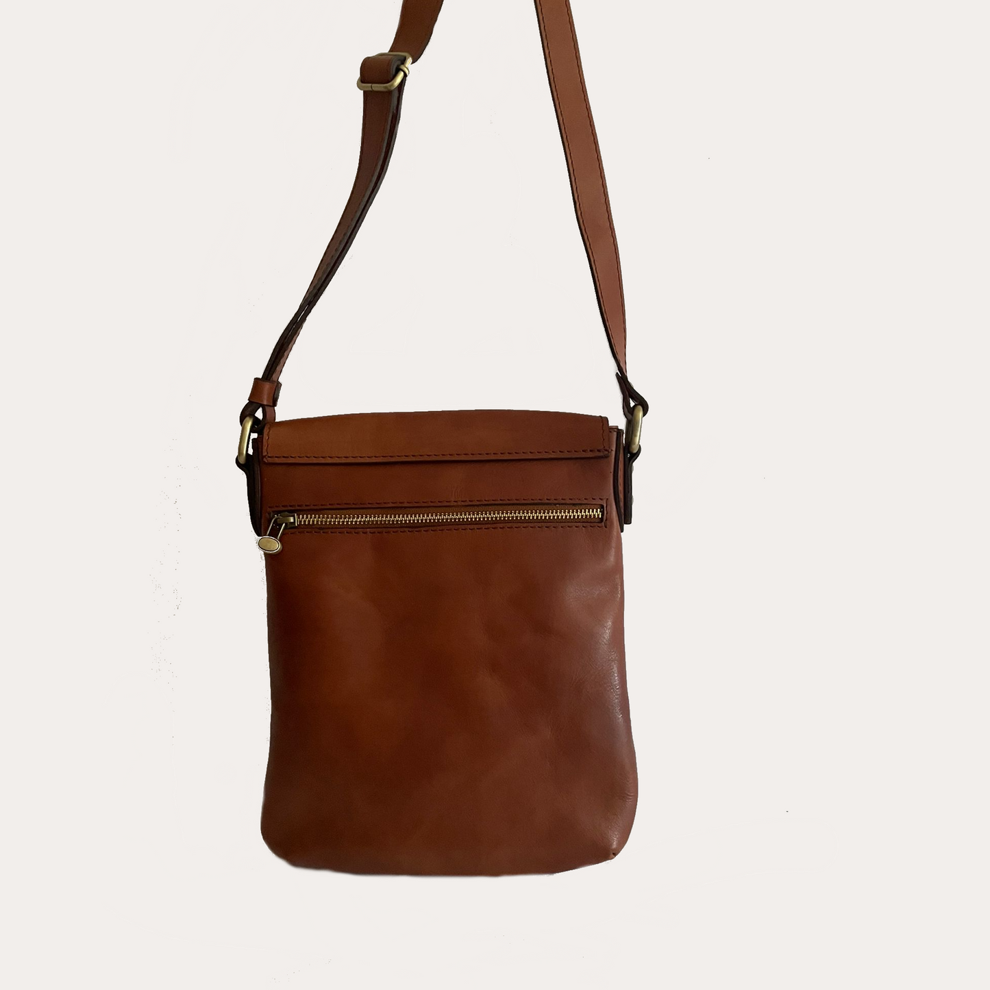 Ladies Cognac Leather Crossbody Bag
