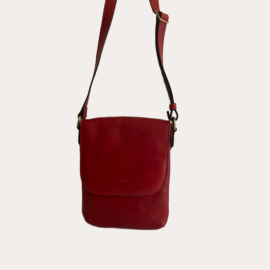 Ladies Red Leather Crossbody Bag