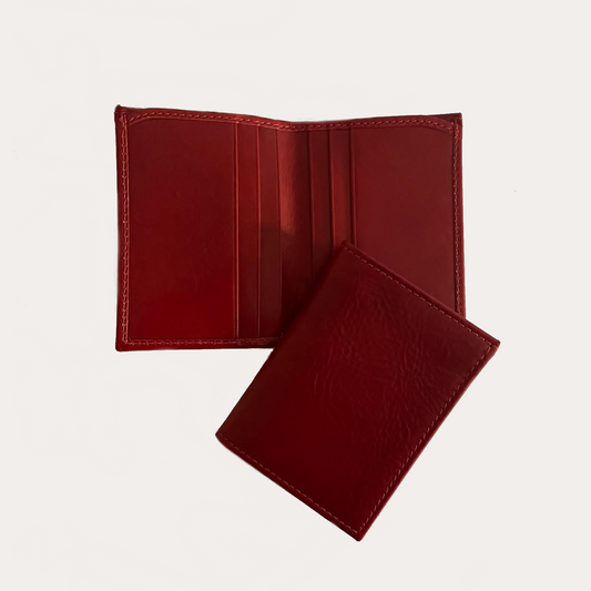 Red Leather Wallet-6 Credit Card Sections