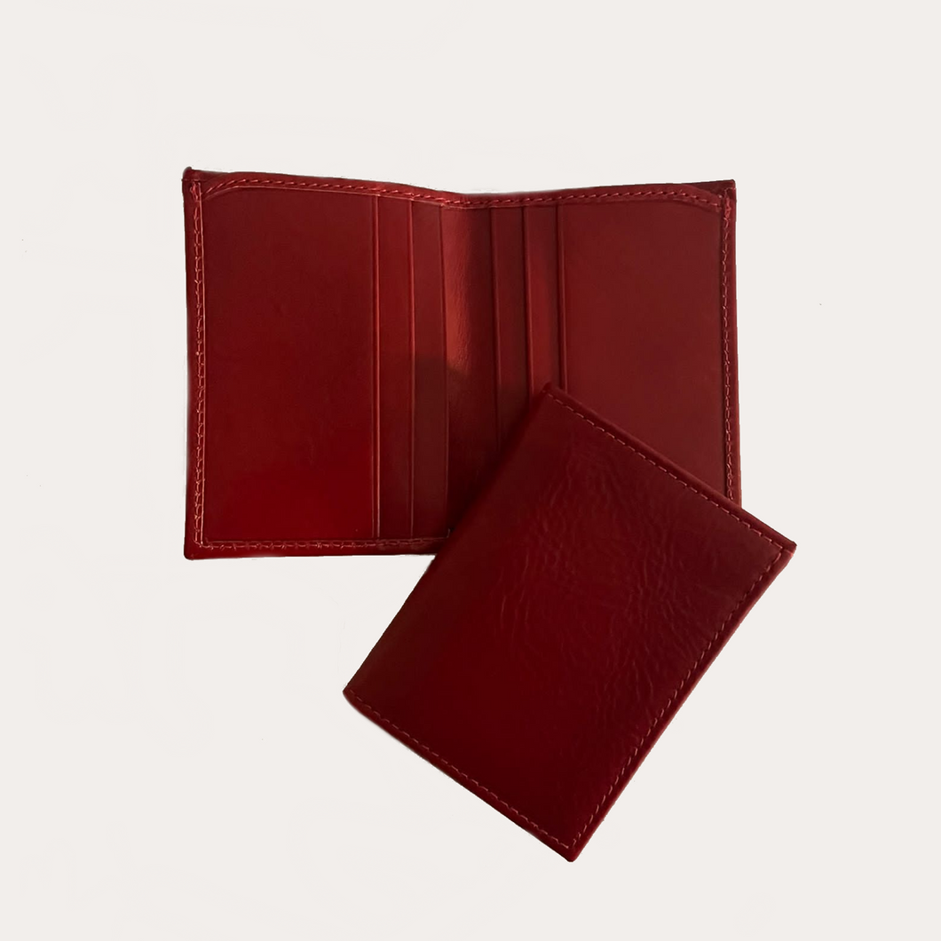 Red Leather Wallet-6 Credit Card Sections