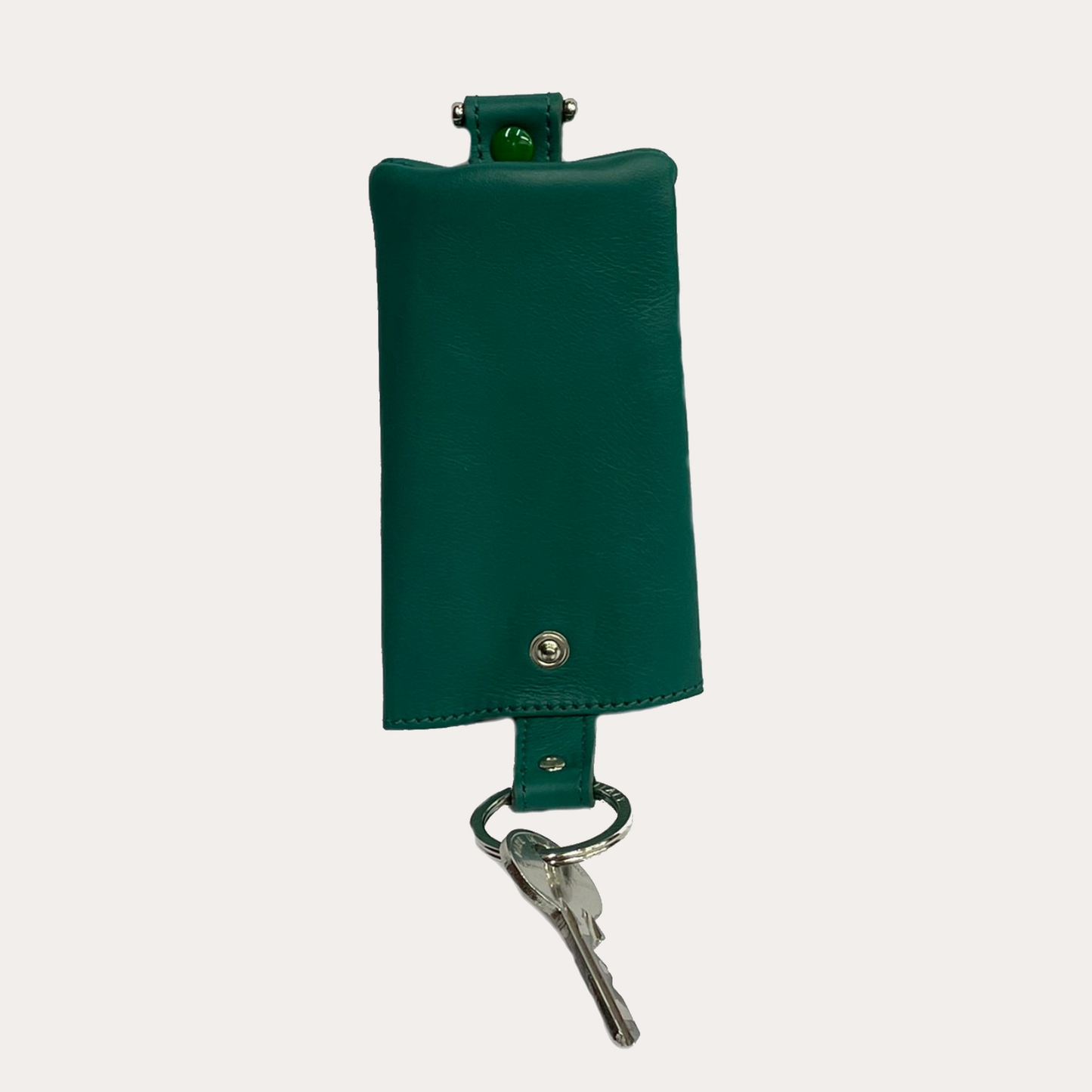 Green Leather Bell Key Pouch