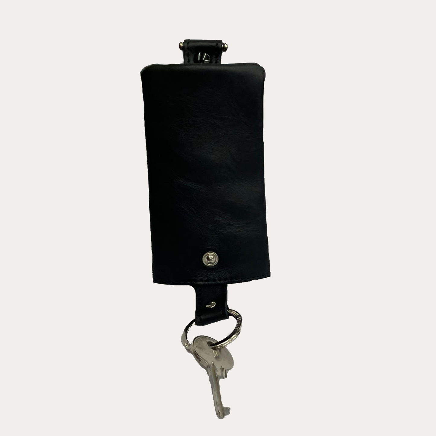 Black Leather Bell Key Pouch