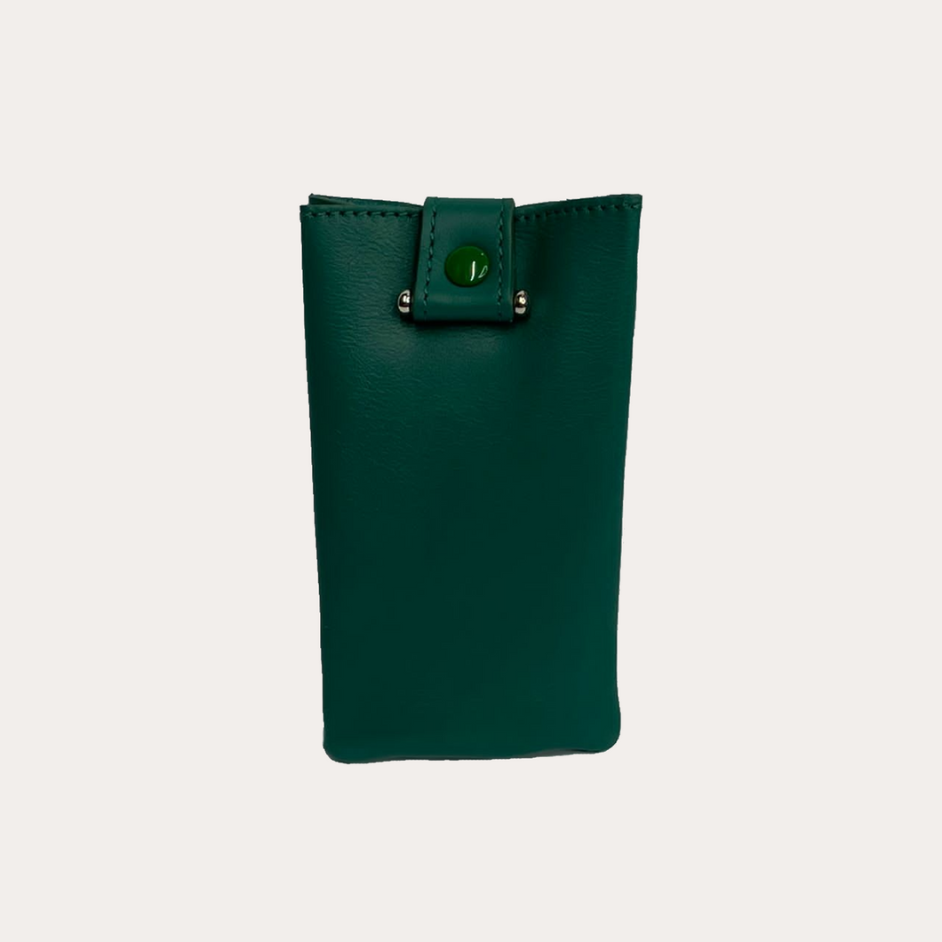 Green Leather Bell Key Pouch