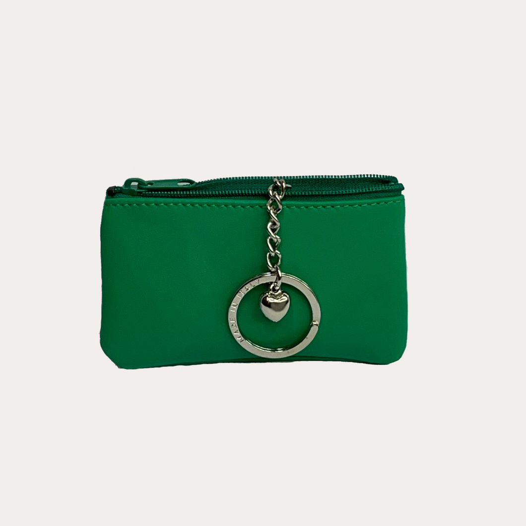 Light Green Leather Key Pouch with Keyring