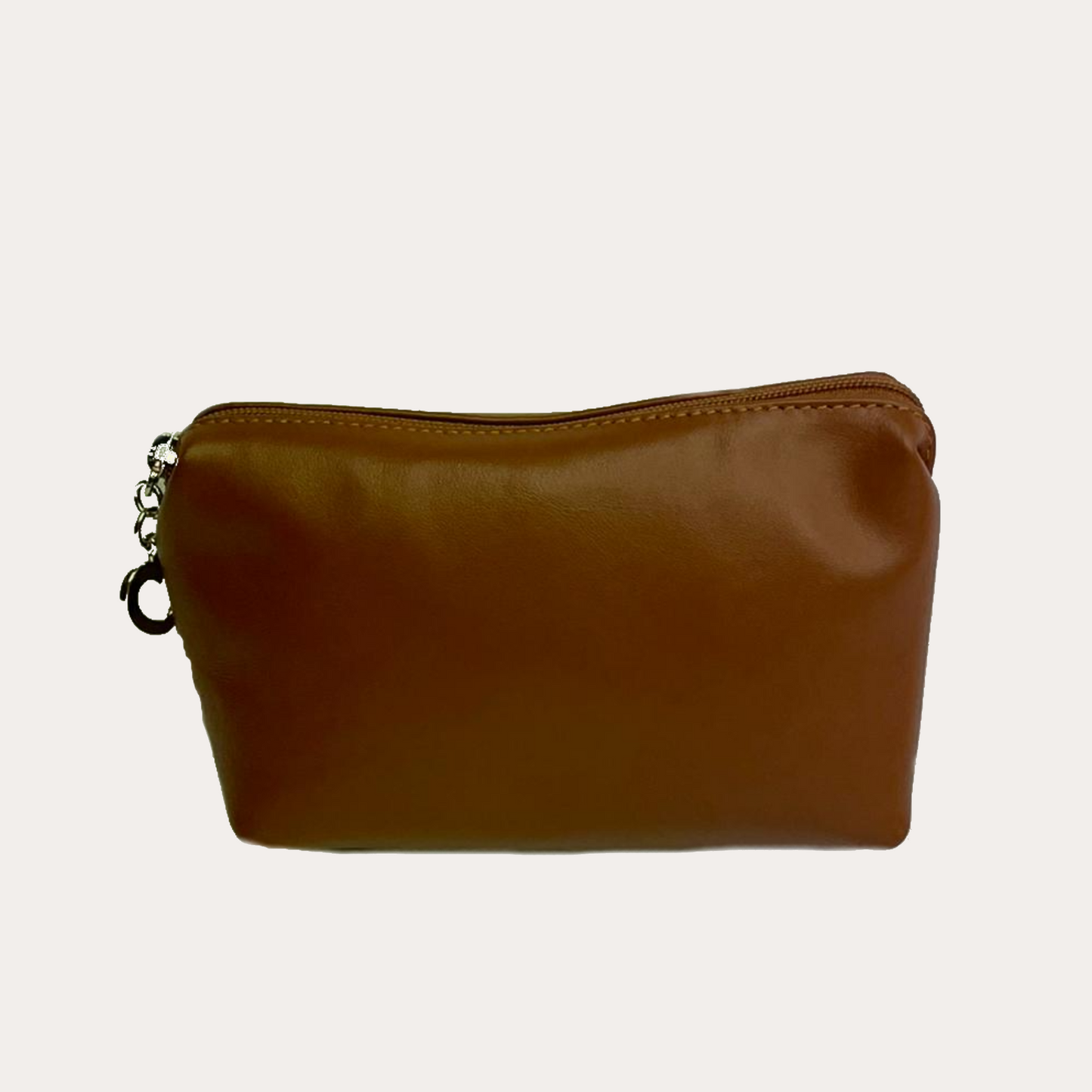 Cognac Leather Make-up Pouch