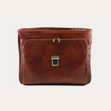 Load image into Gallery viewer, Tuscany Leather Brown Leather Multi Compartment Laptop Briefcase
