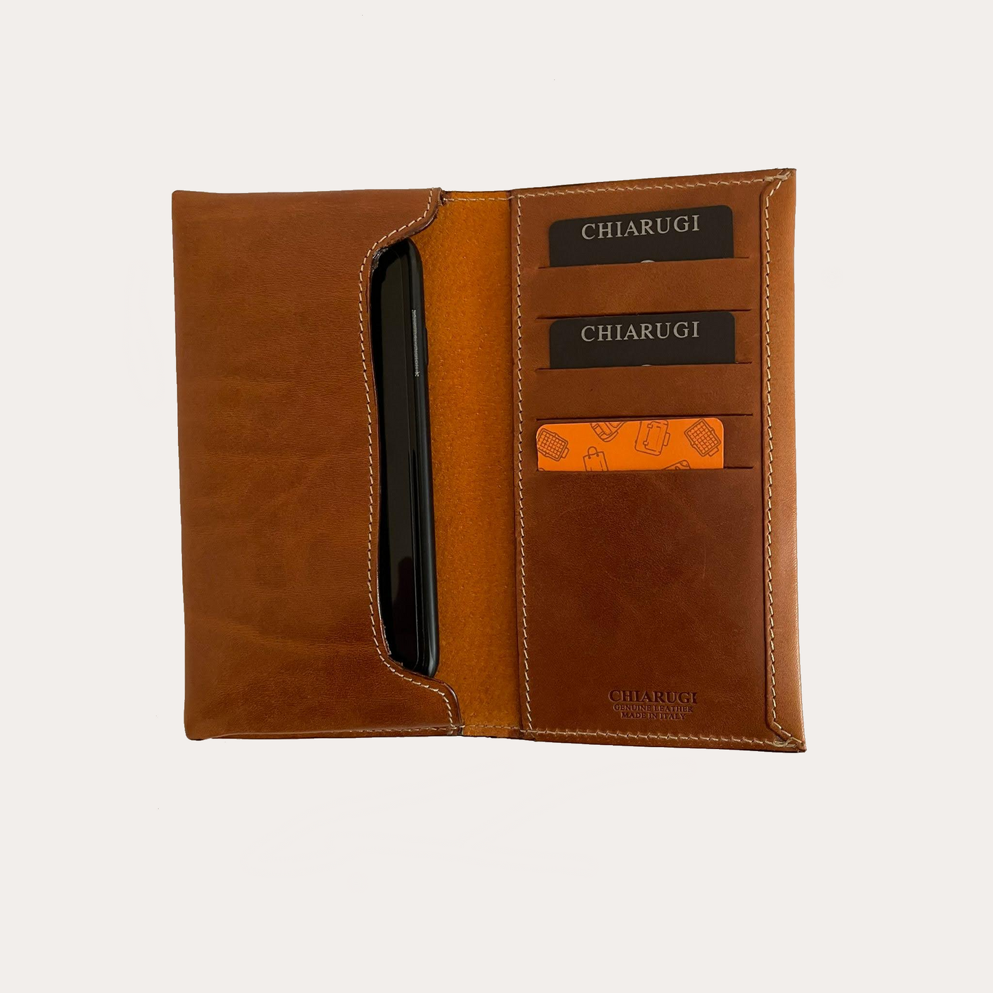 Chiarugi Cognac Leather Phone Wallet