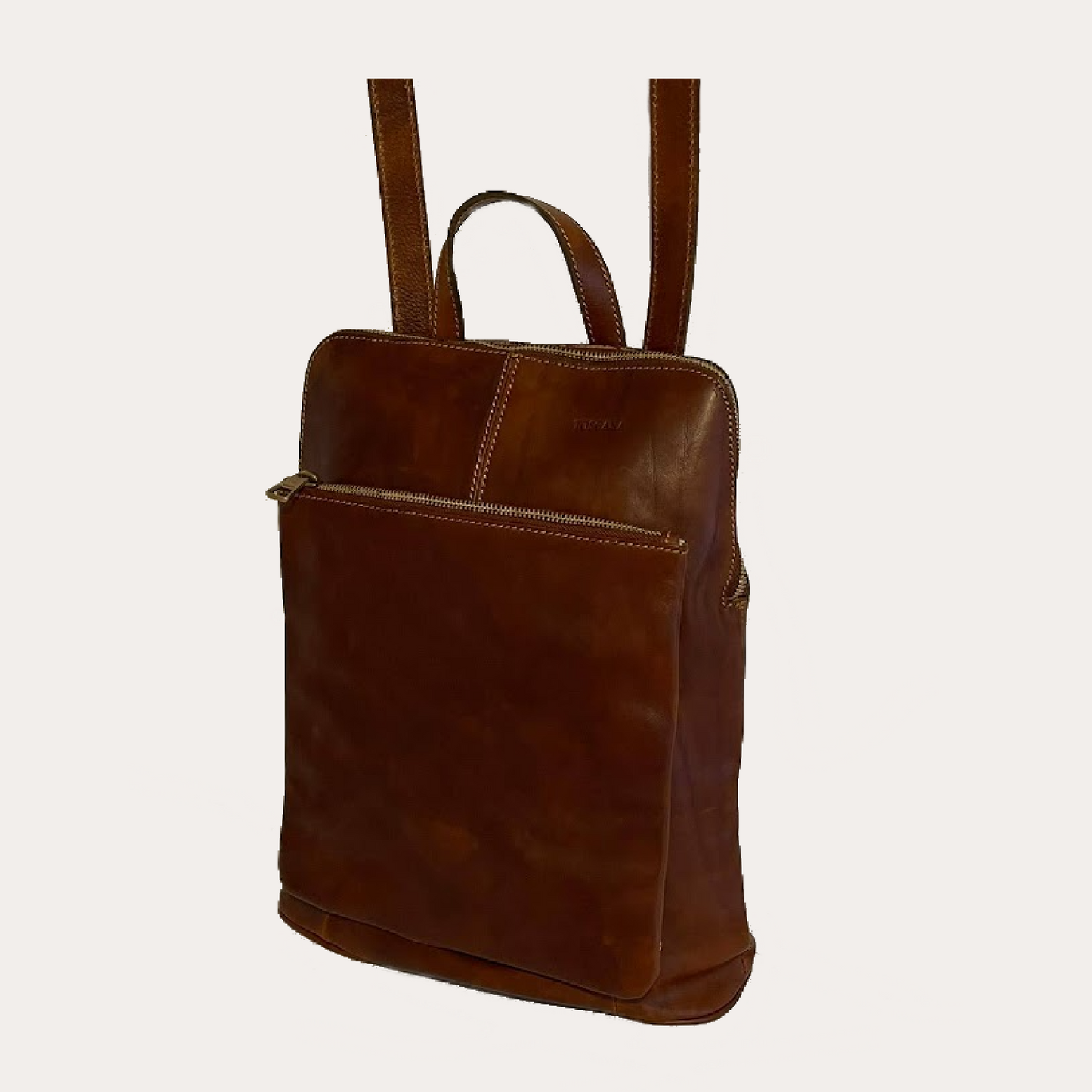 Brown Leather Convertible  Backpack and Shoulder Bag