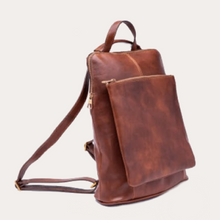 Load image into Gallery viewer, Brown Leather Convertible  Backpack and Shoulder Bag
