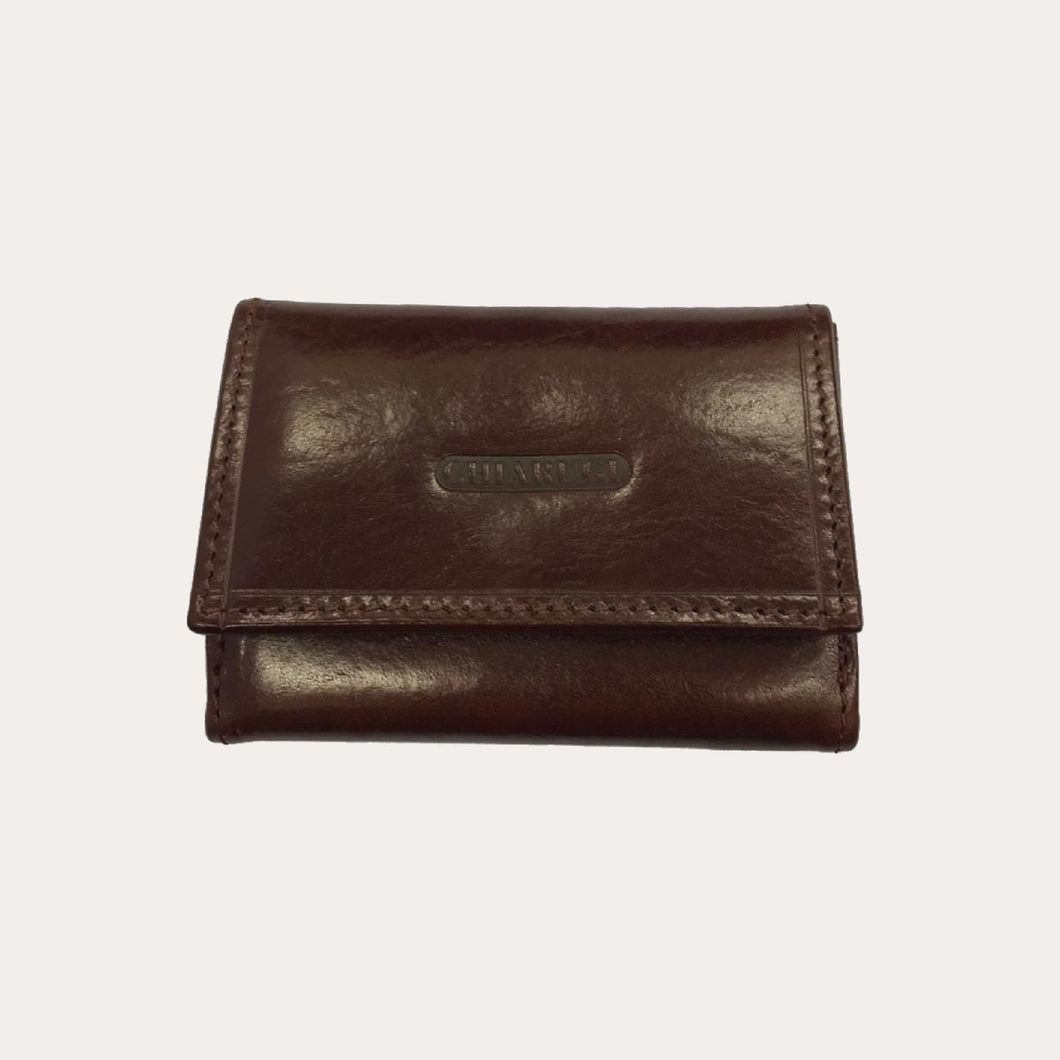 Chiarugi Brown Leather Tri-fold Purse
