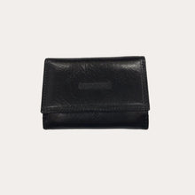 Load image into Gallery viewer, Chiarugi Black Leather Tri-fold Purse
