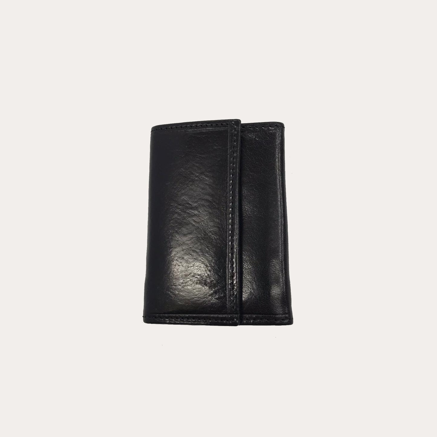 Chiarugi Black Leather Tri-fold Purse