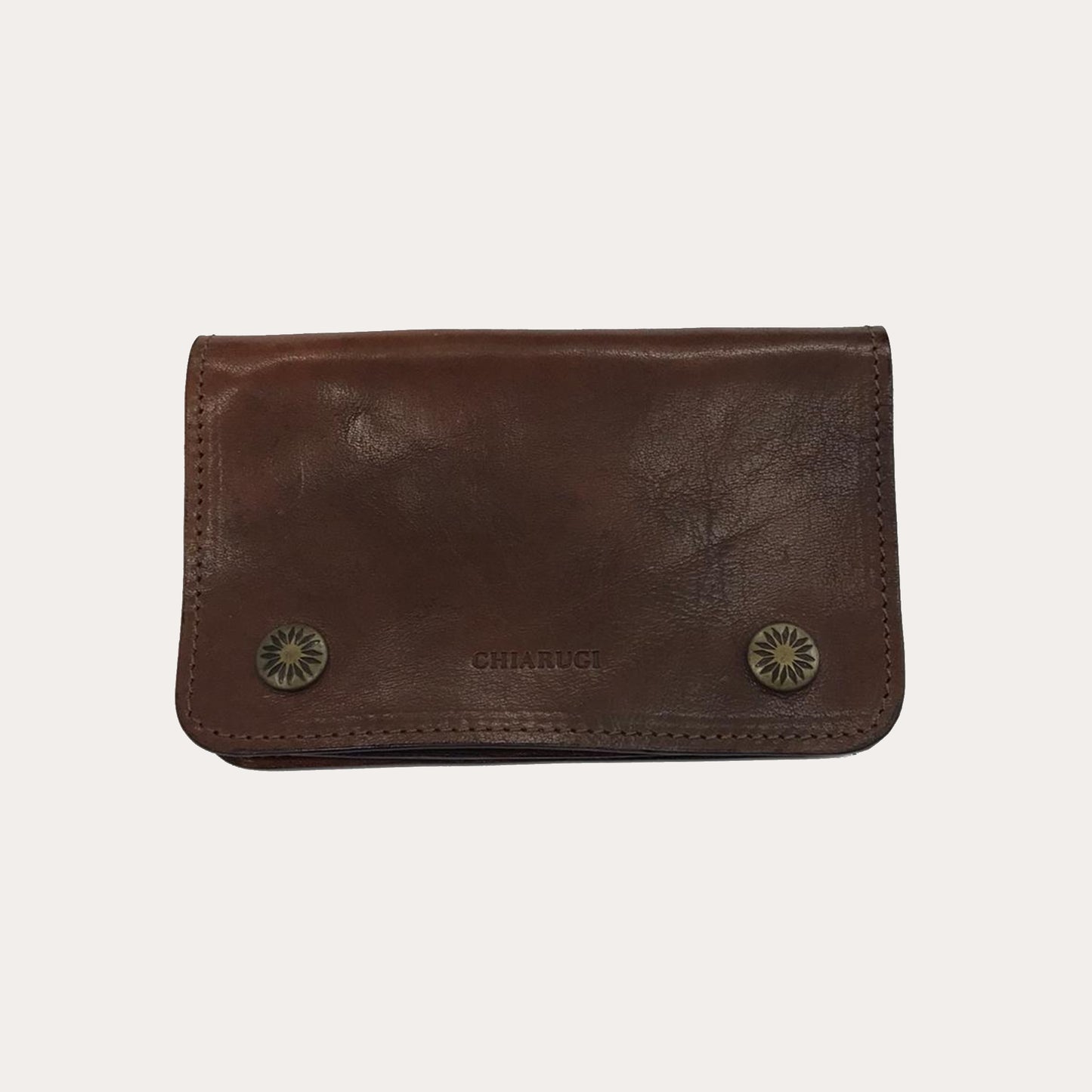 Chiarugi Brown Leather Flap Over Purse