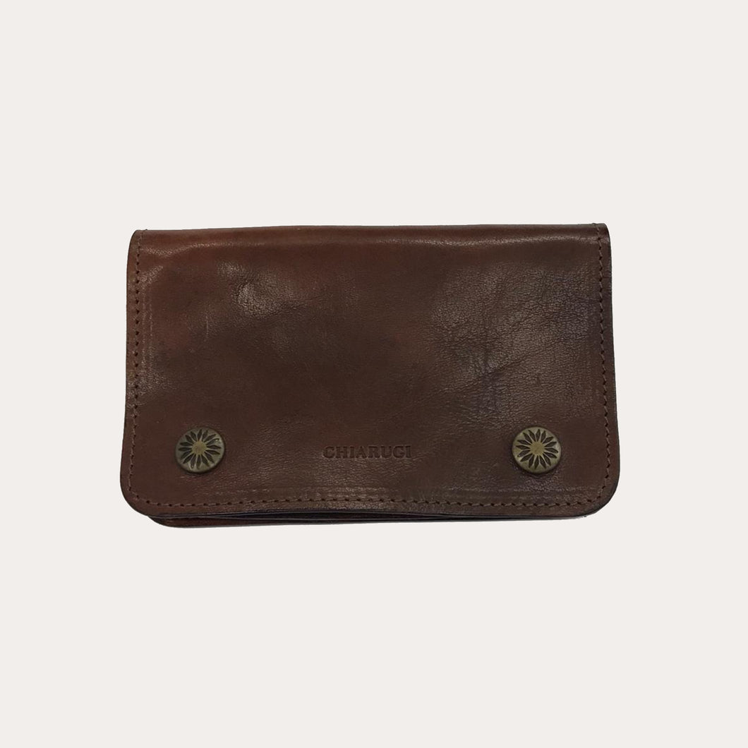 Chiarugi Brown Leather Flap Over Purse