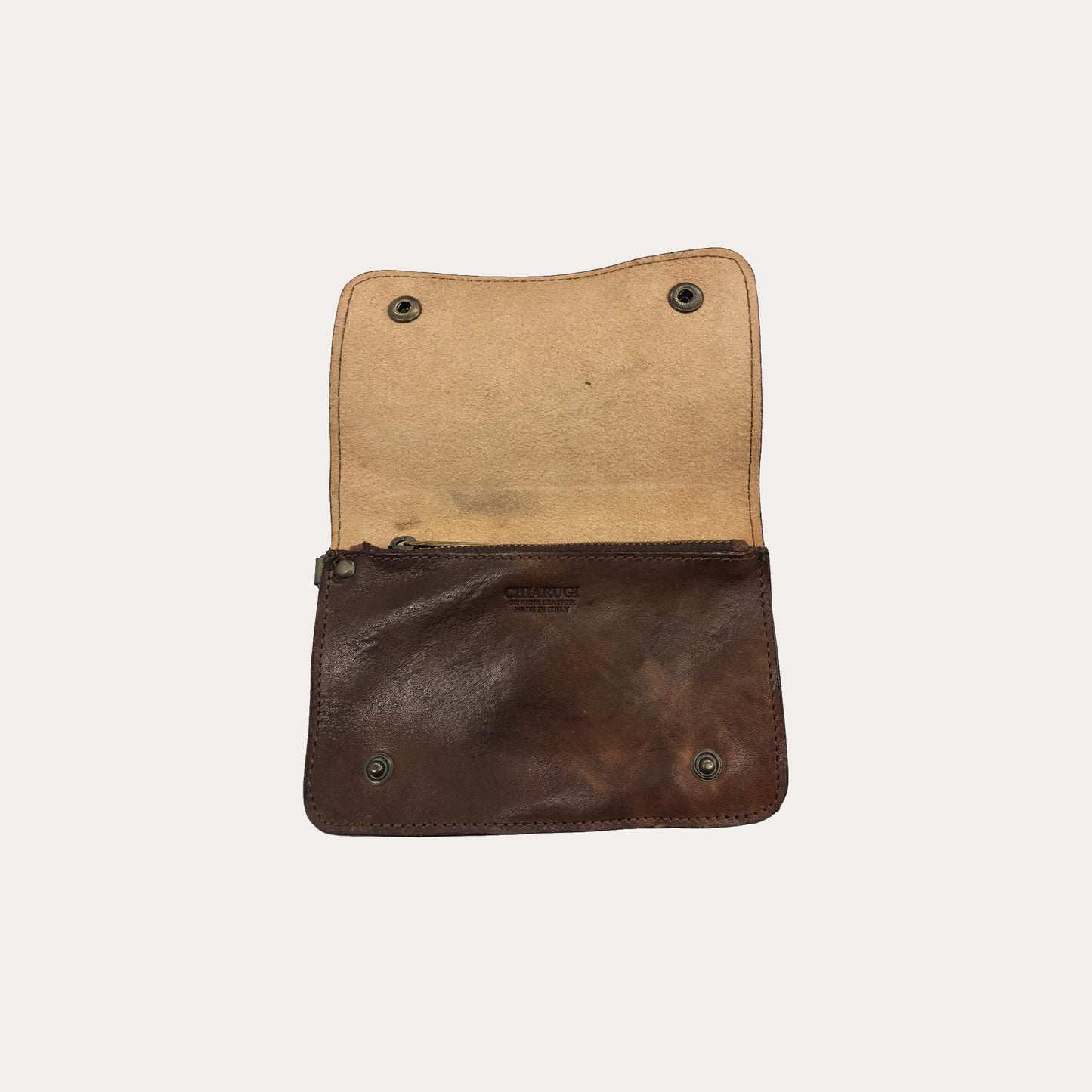 Chiarugi Brown Leather Flap Over Purse