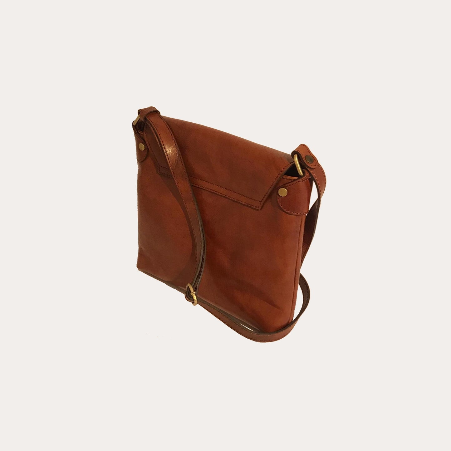 Tan Leather Bag with Flap