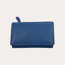 Load image into Gallery viewer, Blue Tri-fold Leather Purse

