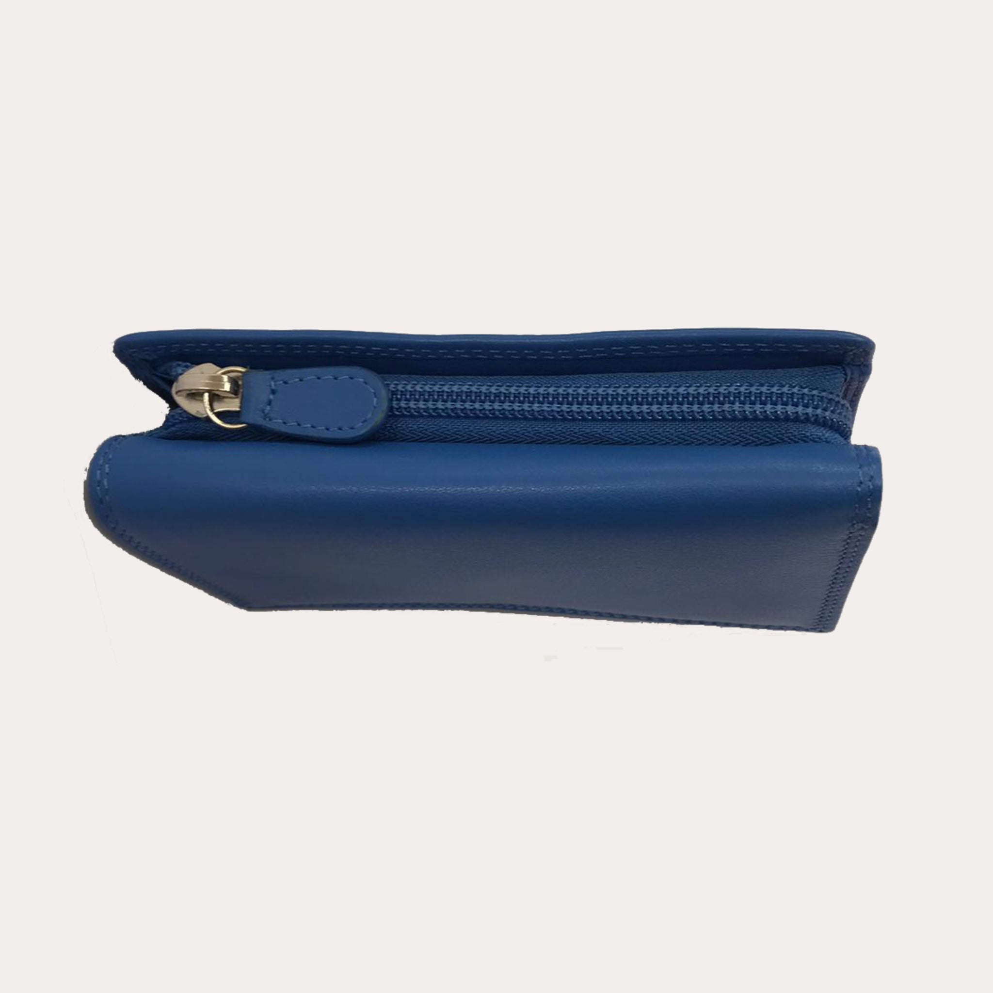 Blue Tri fold Leather Purse