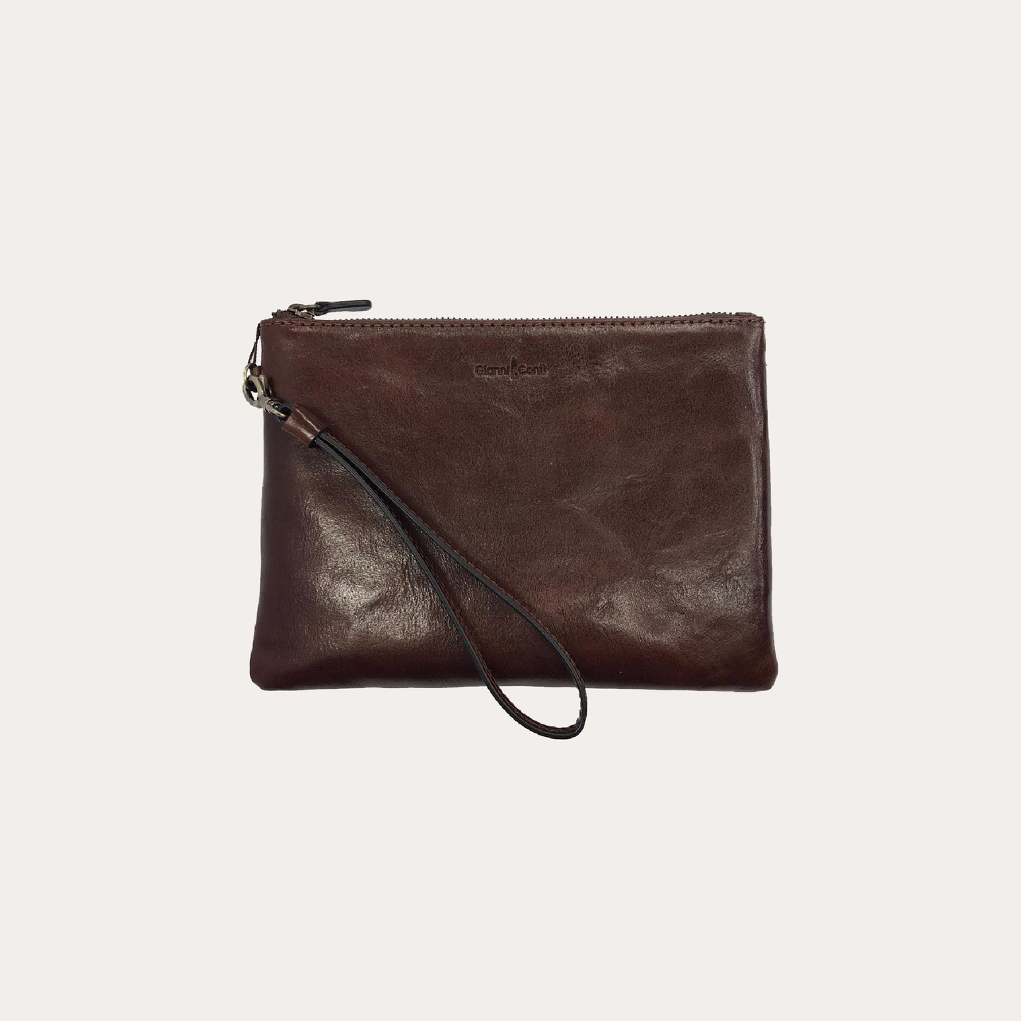 Gianni Conti Brown Leather Clutch Bag
