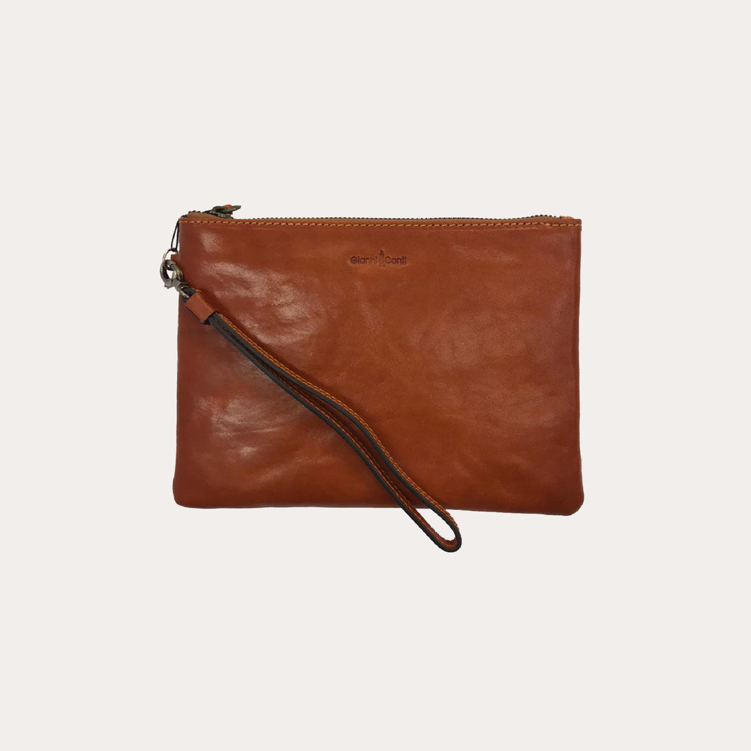 Gianni Conti Tan Leather Clutch Bag