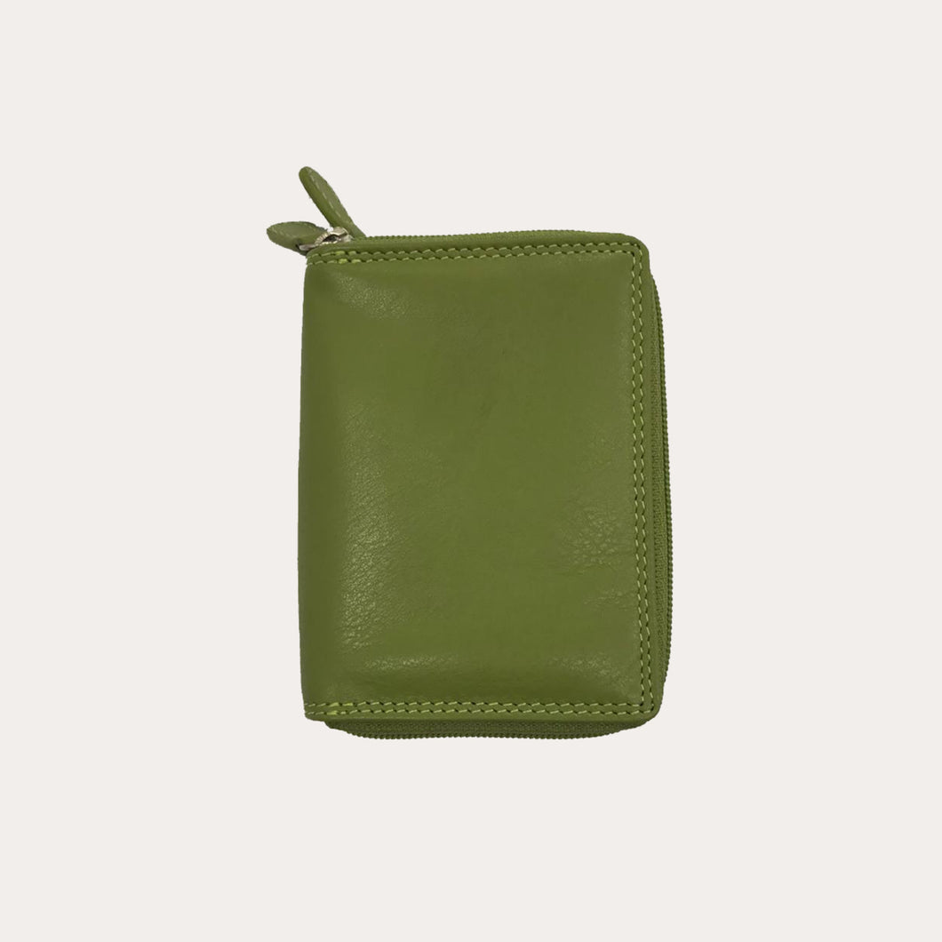 Lime Leather Card and Coin Holder
