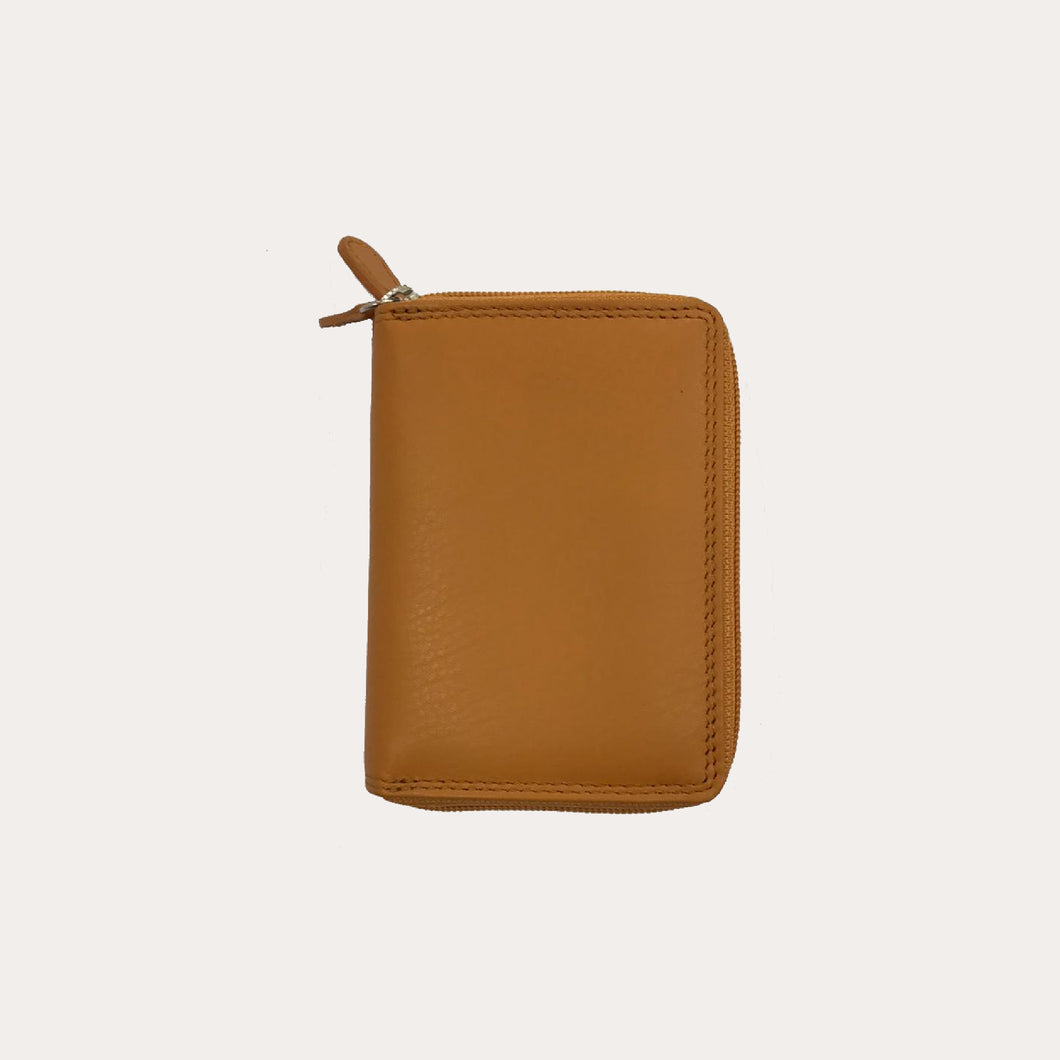 Yellow Leather Card and Coin Holder
