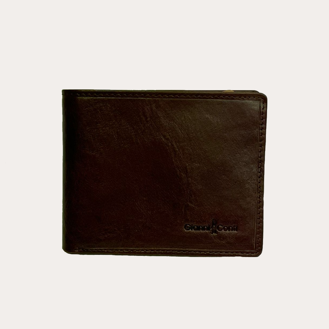 Gianni Conti Brown Leather Wallet-8 credit card sections