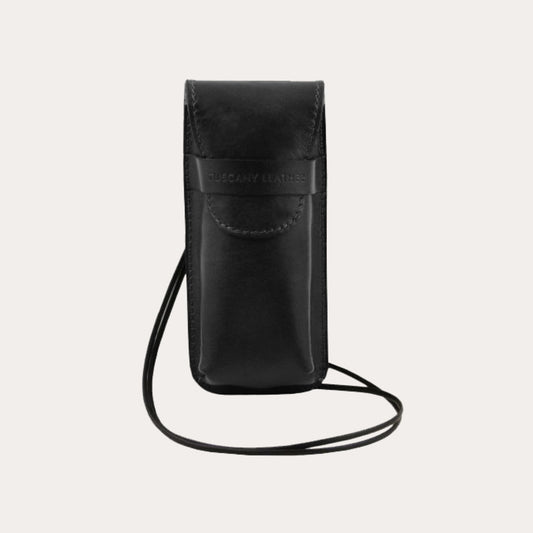 Tuscany Leather Black Leather Glasses Case