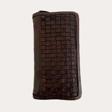 Load image into Gallery viewer, Gianni Conti Brown Zip Around Woven Ladies Leather Purse
