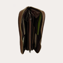 Load image into Gallery viewer, Gianni Conti Brown Zip Around Woven Ladies Leather Purse
