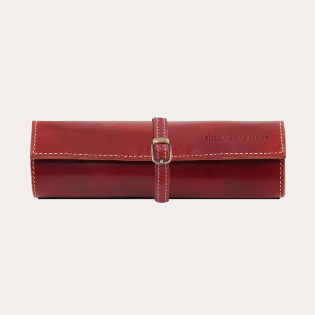 Tuscany Leather Red Leather Jewellery Roll
