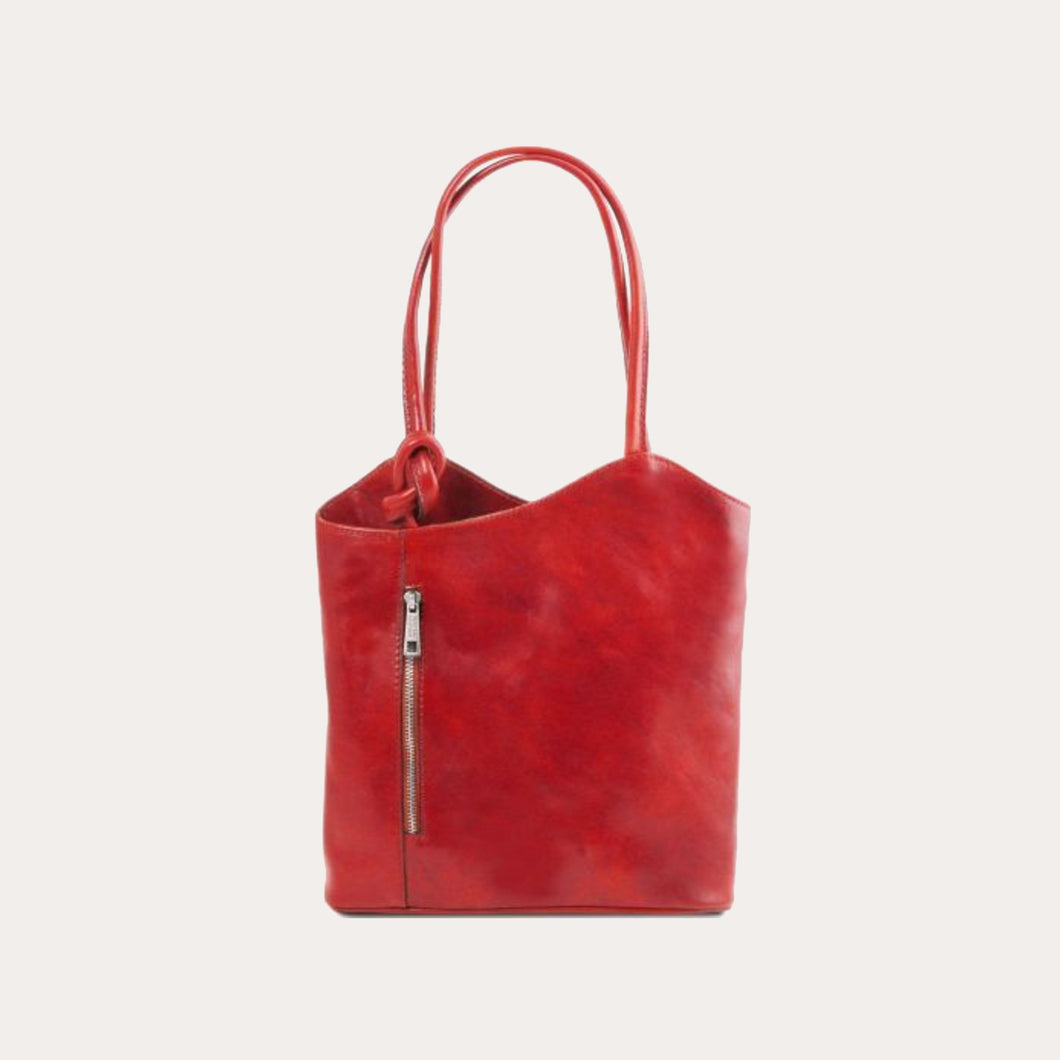 Tuscany Leather Red Leather Convertible Backpack