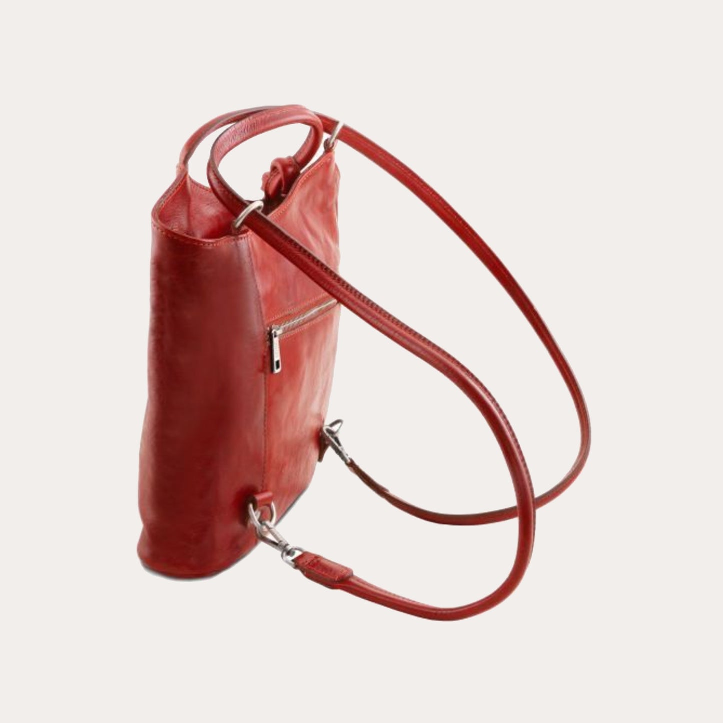 Tuscany Leather Red Leather Convertible Backpack