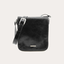 Load image into Gallery viewer, Tuscany Leather Black Leather Messenger Bag
