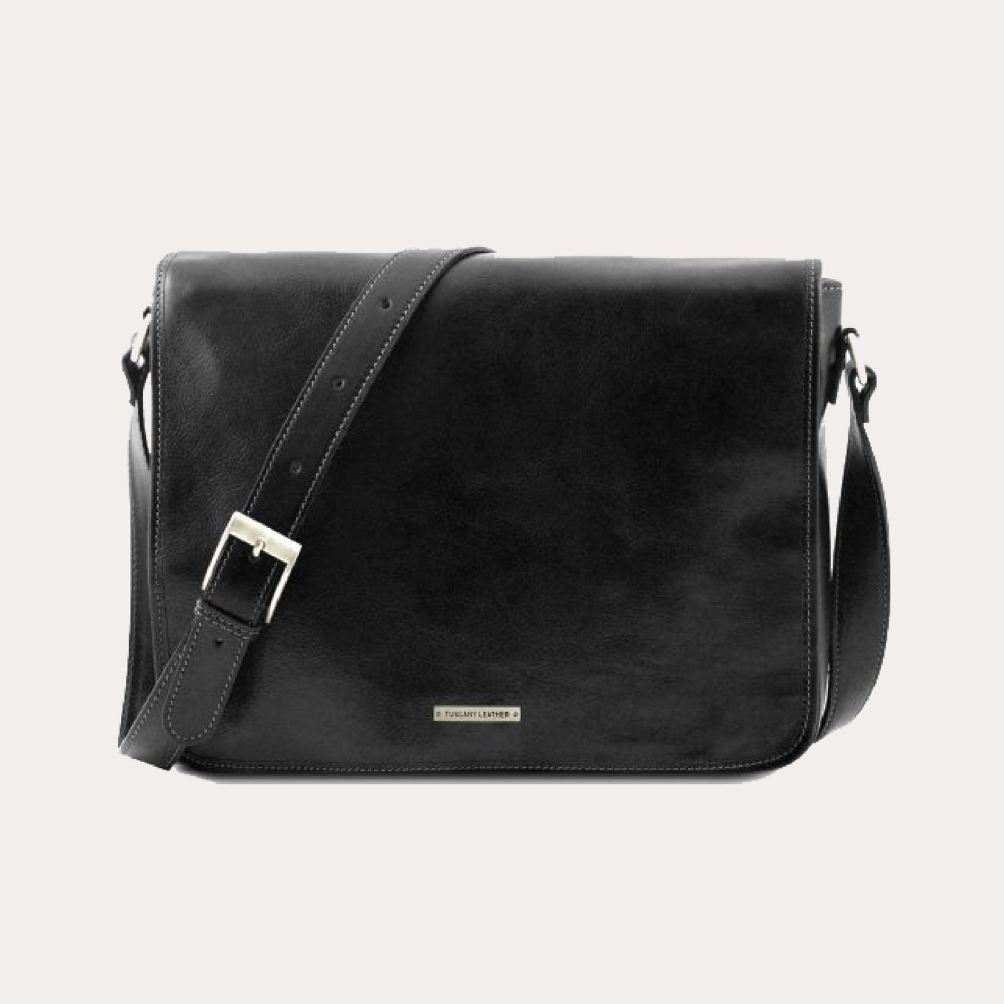Tuscany Leather Black Leather Messenger Bag