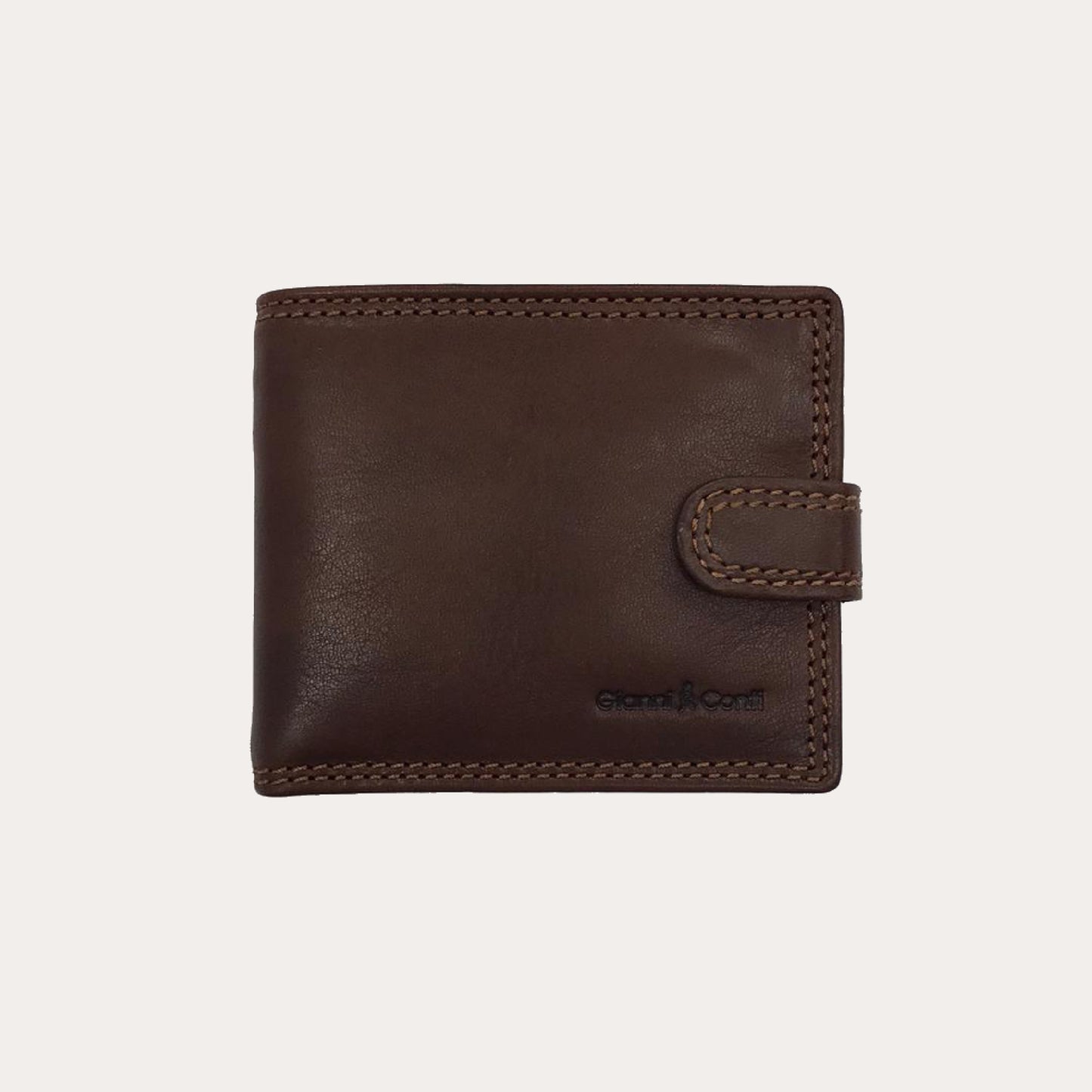 Gianni Conti Dark Brown Leather Wallet-7 Credit Card/Coin Section
